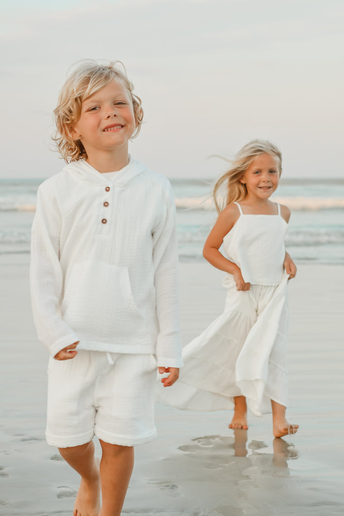 INDIE BLUE Boys Knox Shorts (white muslin)