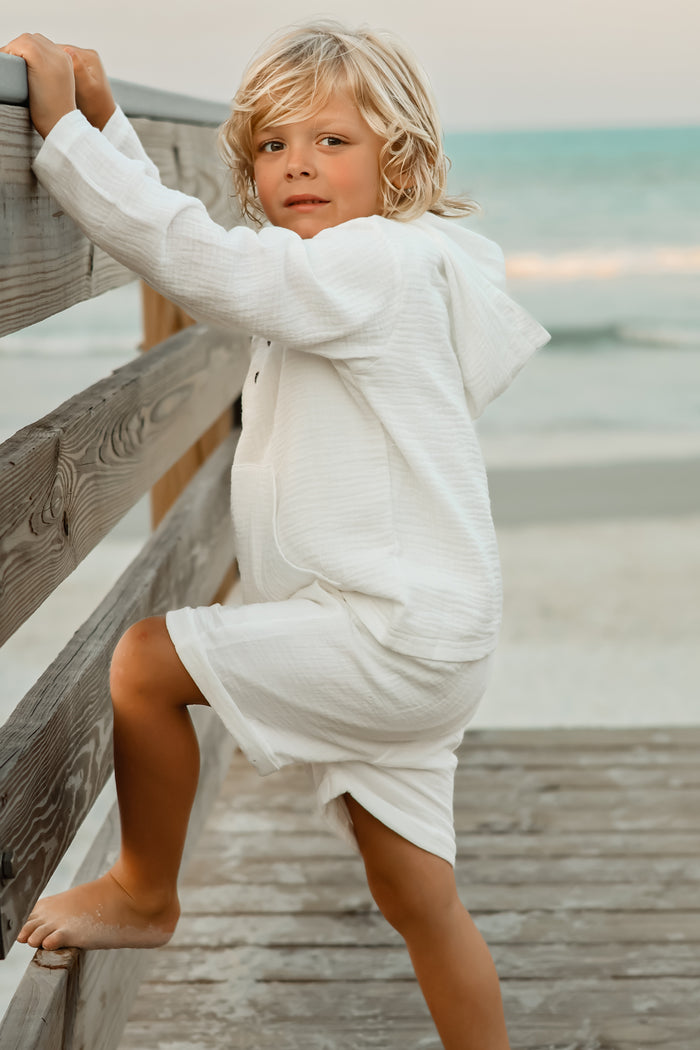 INDIE BLUE Boys Knox Shorts (white muslin)
