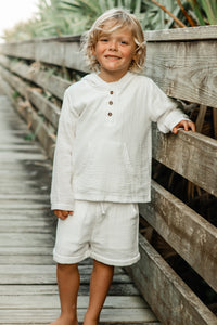 INDIE BLUE Boys Knox Shorts (white muslin)