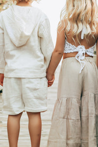 INDIE BLUE Boys Knox Hoodie (light ivory muslin)