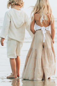 INDIE BLUE Boys Knox Hoodie (light ivory muslin)