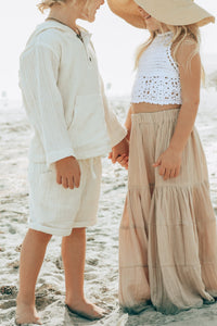 INDIE BLUE Boys Knox Hoodie (light ivory muslin)