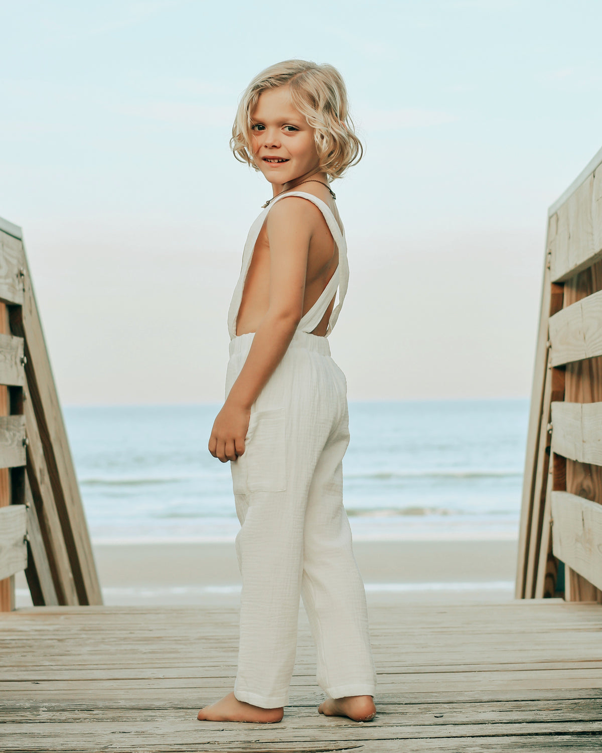 INDIE BLUE Boys Finn Pants (white muslin)