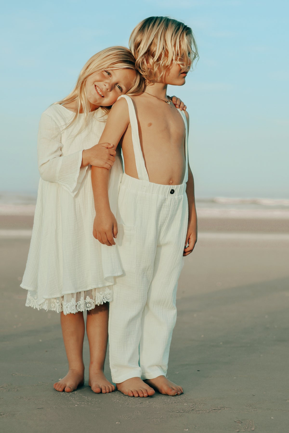INDIE BLUE Boys Finn Pants (white muslin)