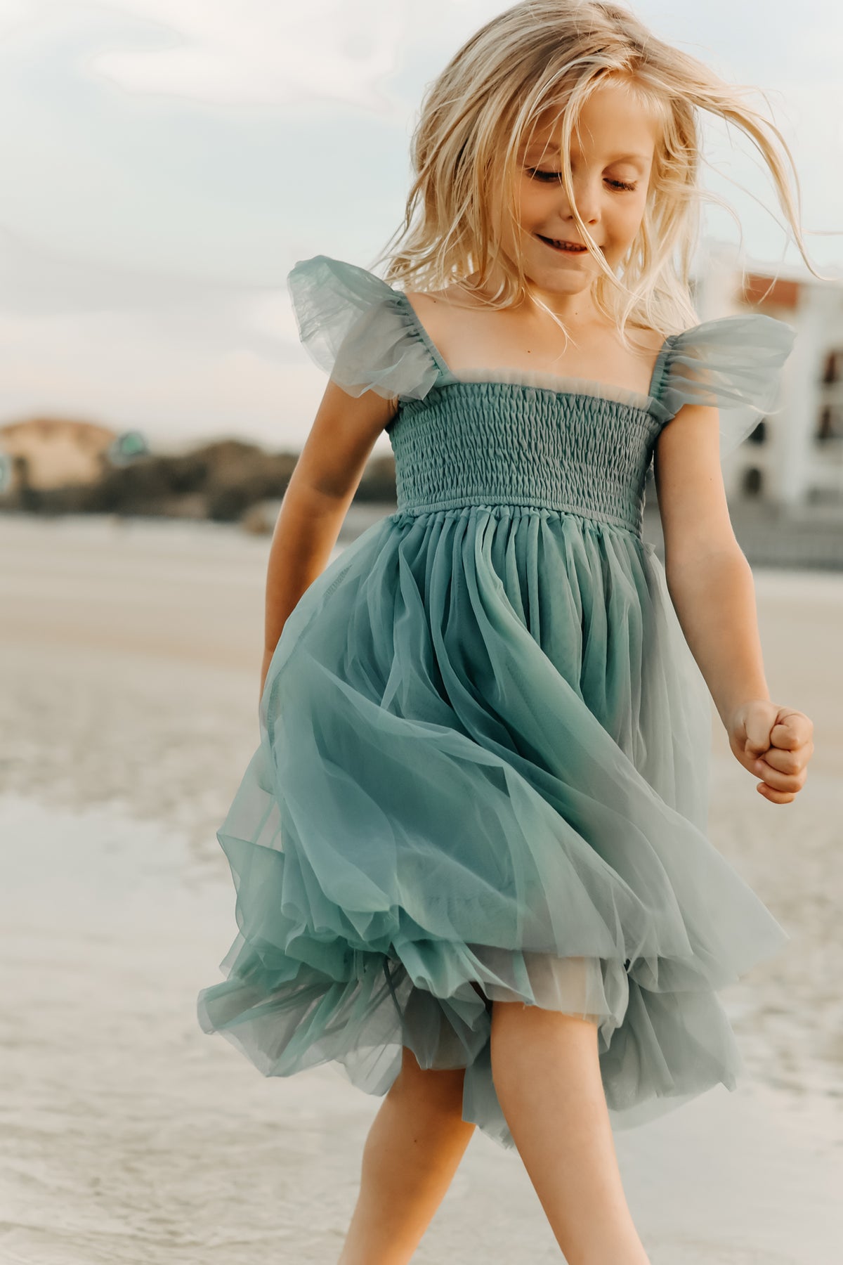 Juliet Tulle Dress (soft teal)