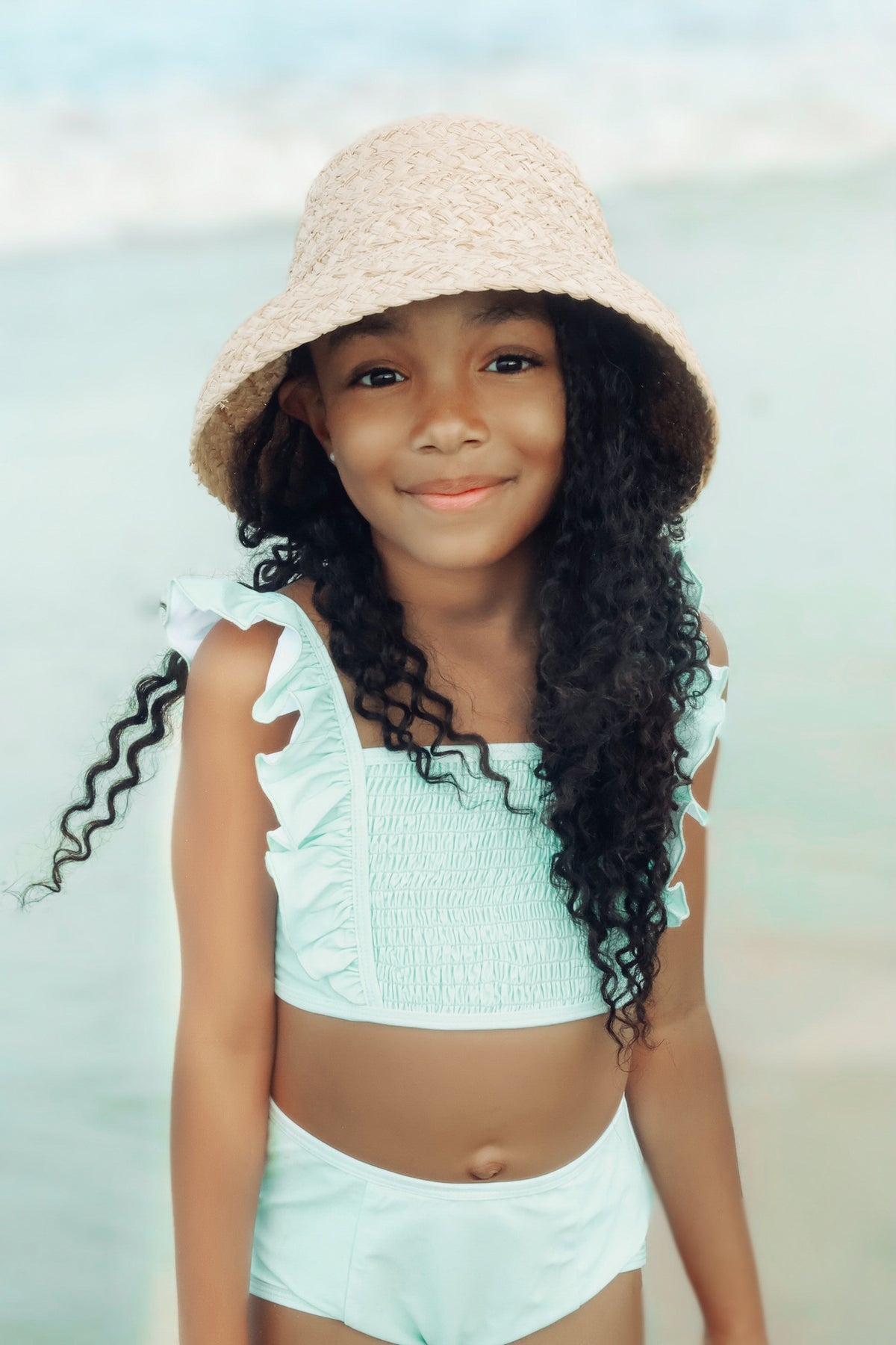 INDIE BLUE SWIM Smocked Ruffle Set (minty blue) FINAL SALE