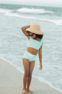 INDIE BLUE SWIM Smocked Ruffle Set (minty blue) FINAL SALE