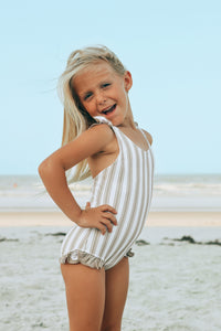 INDIE BLUE SWIM Crossback One Piece (ash stripe)