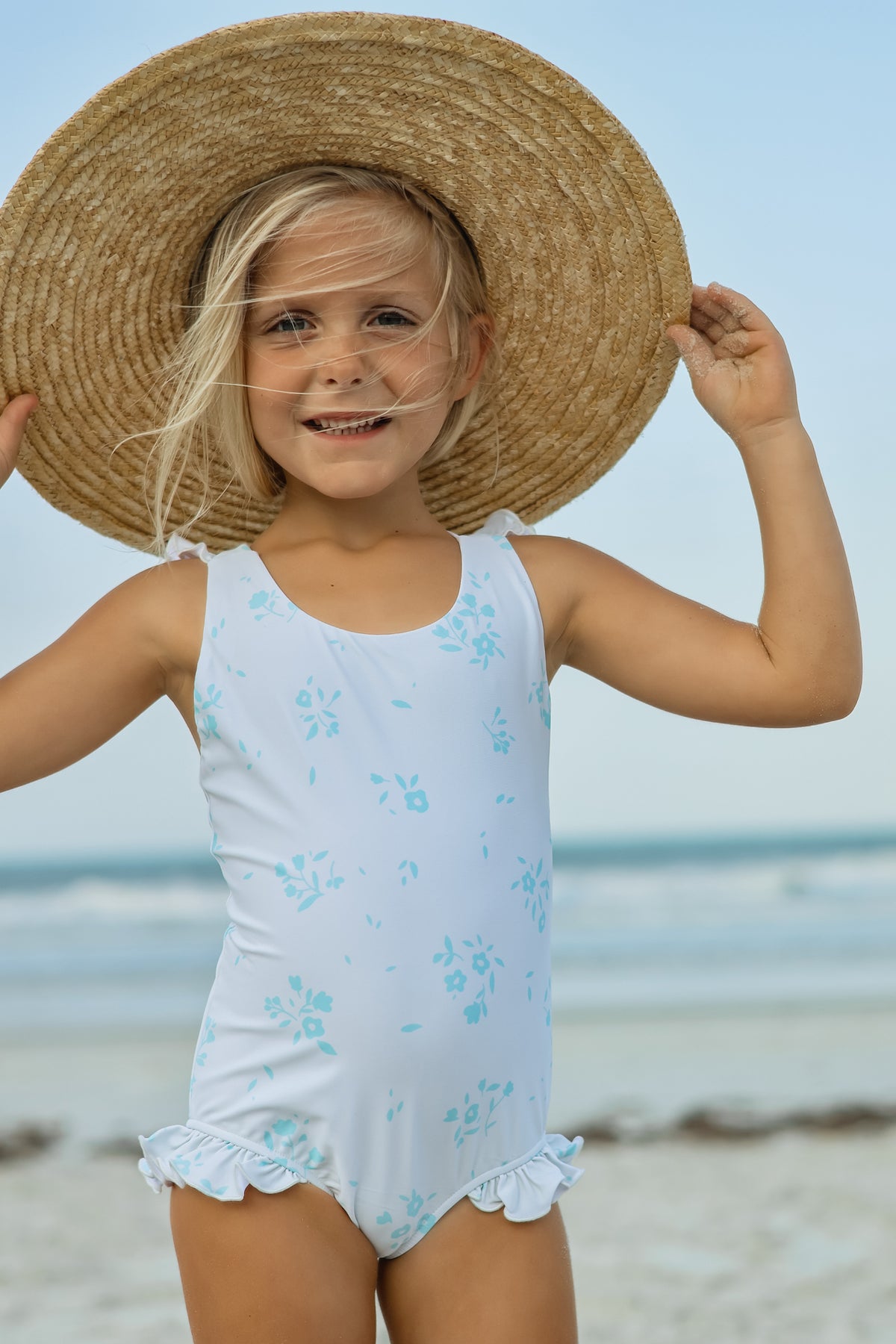 INDIE BLUE SWIM Crossback One Piece (blue floral) FINAL SALE