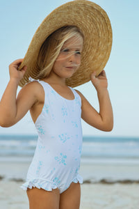 INDIE BLUE SWIM Crossback One Piece (blue floral) FINAL SALE