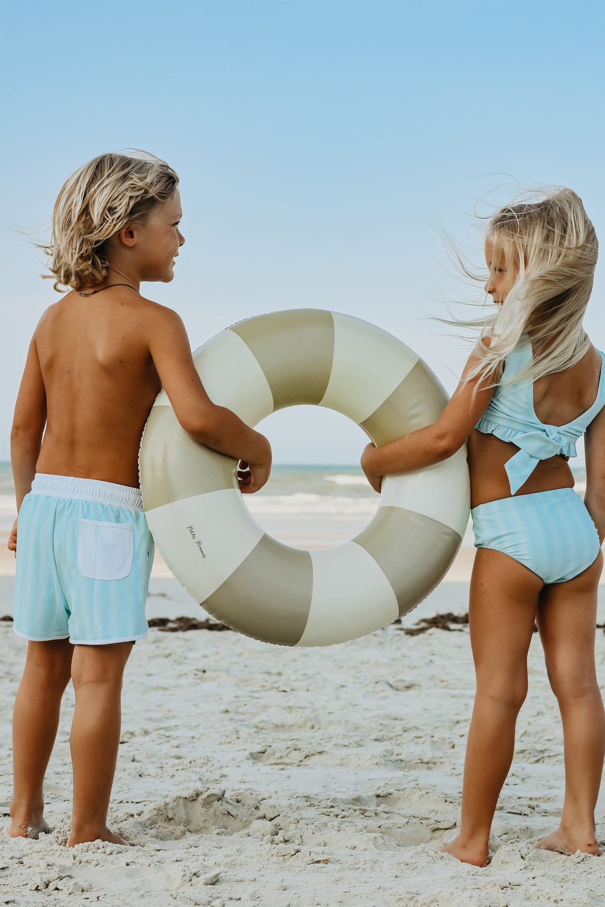 INDIE BLUE SWIM Scoopback Set (mint tonal stripe) FINAL SALE