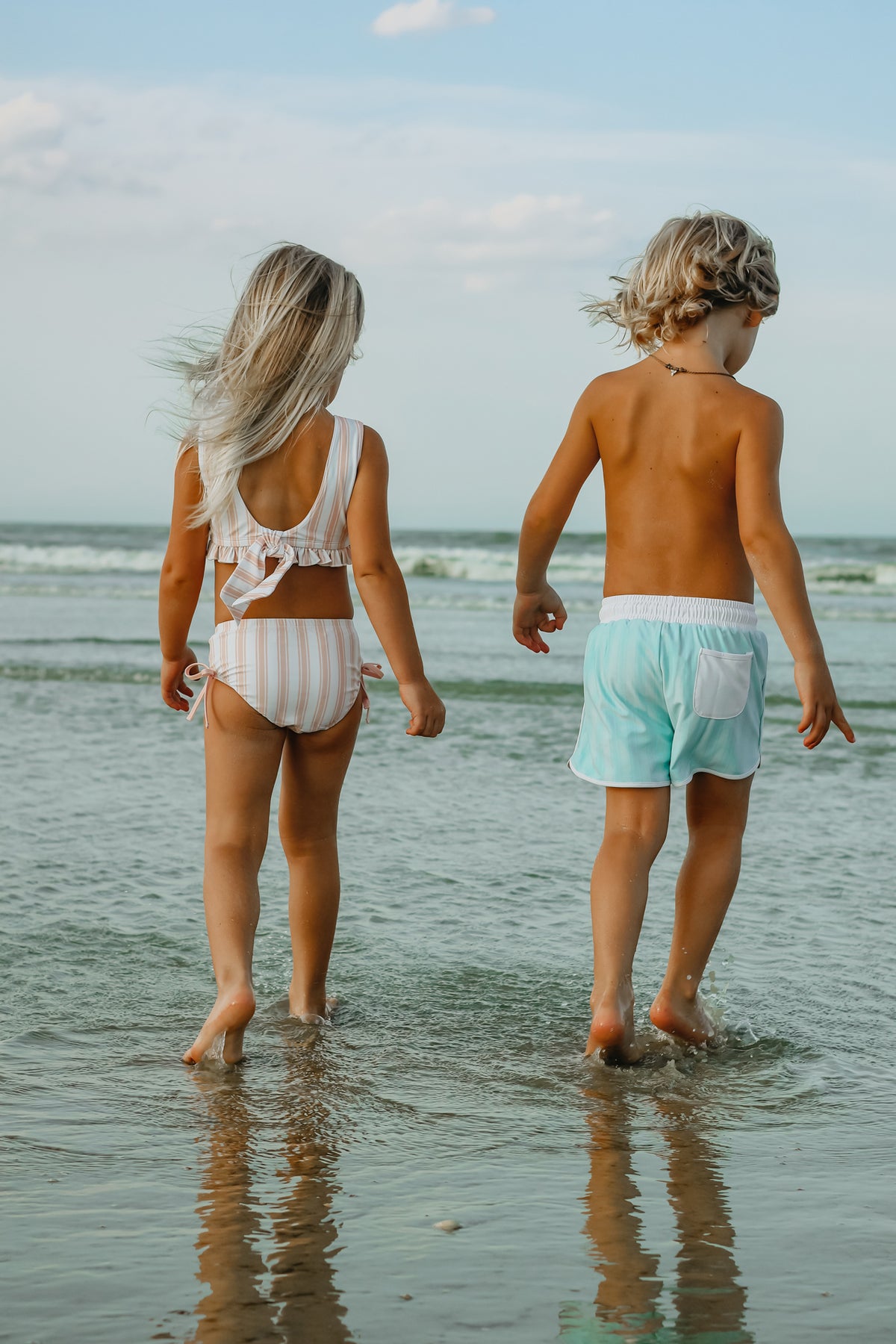 INDIE BLUE SWIM Board Shorts (mint tonal stripe)