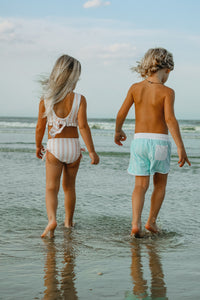 INDIE BLUE SWIM Board Shorts (mint tonal stripe)