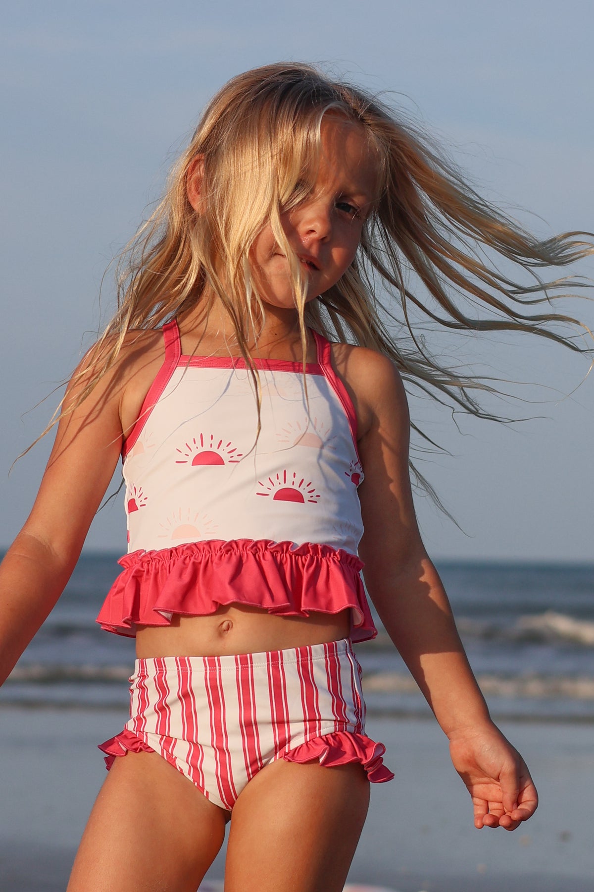 INDIE BLUE SWIM Tankini Set (hot pink suns) FINAL SALE