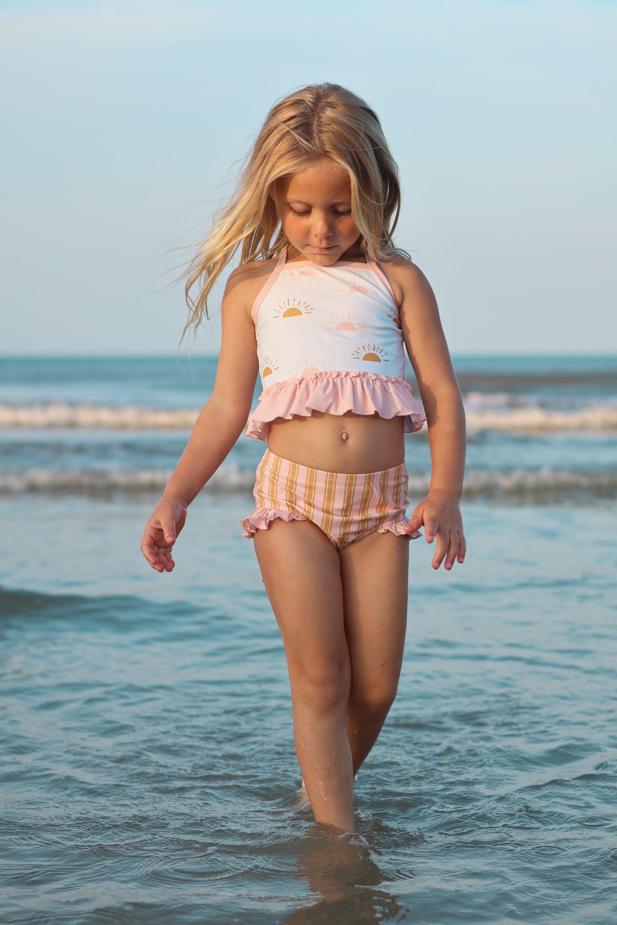 INDIE BLUE SWIM Tankini Set (pink gold suns) FINAL SALE