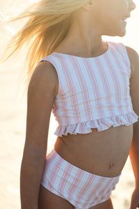 INDIE BLUE SWIM Scoopback Set (pink stripe) FINAL SALE