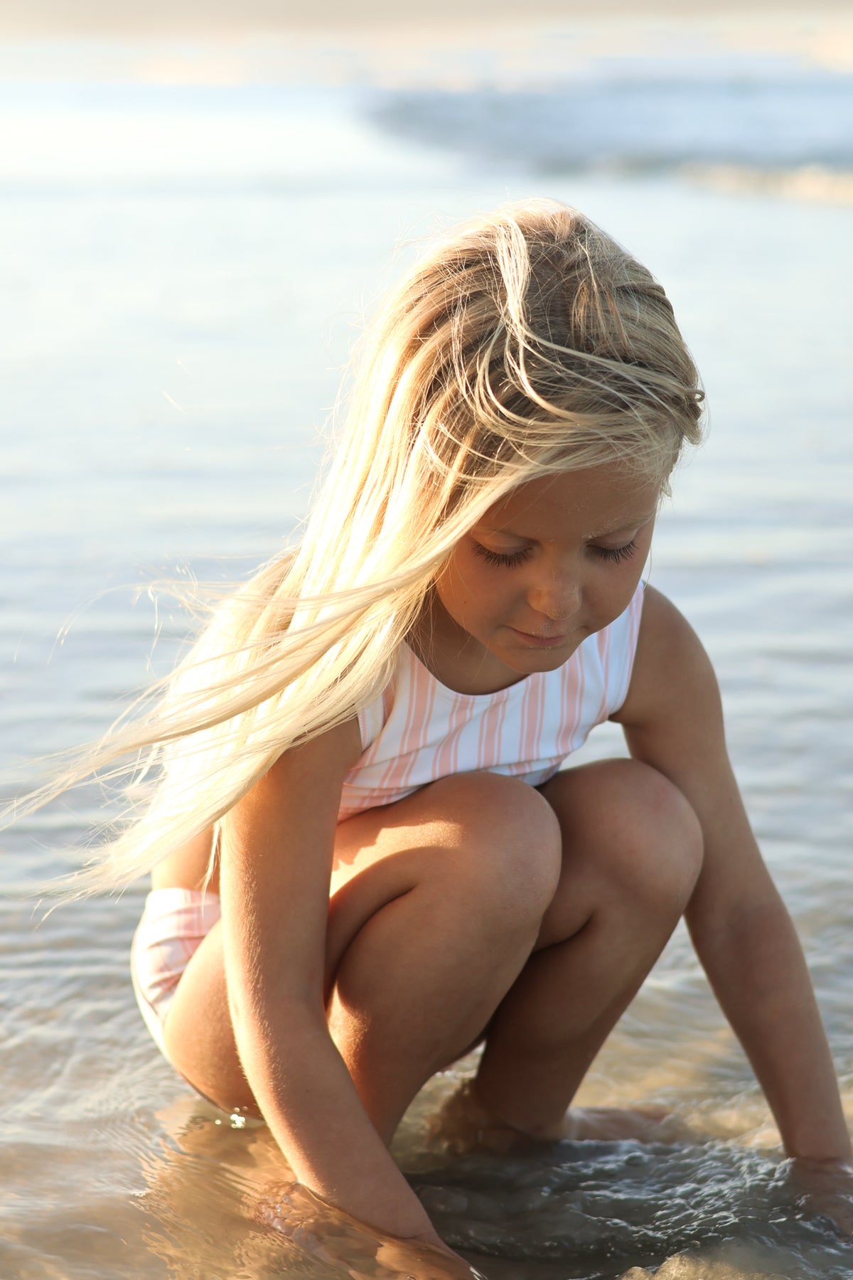 INDIE BLUE SWIM Scoopback Set (pink stripe) FINAL SALE