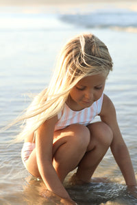 INDIE BLUE SWIM Scoopback Set (pink stripe) FINAL SALE