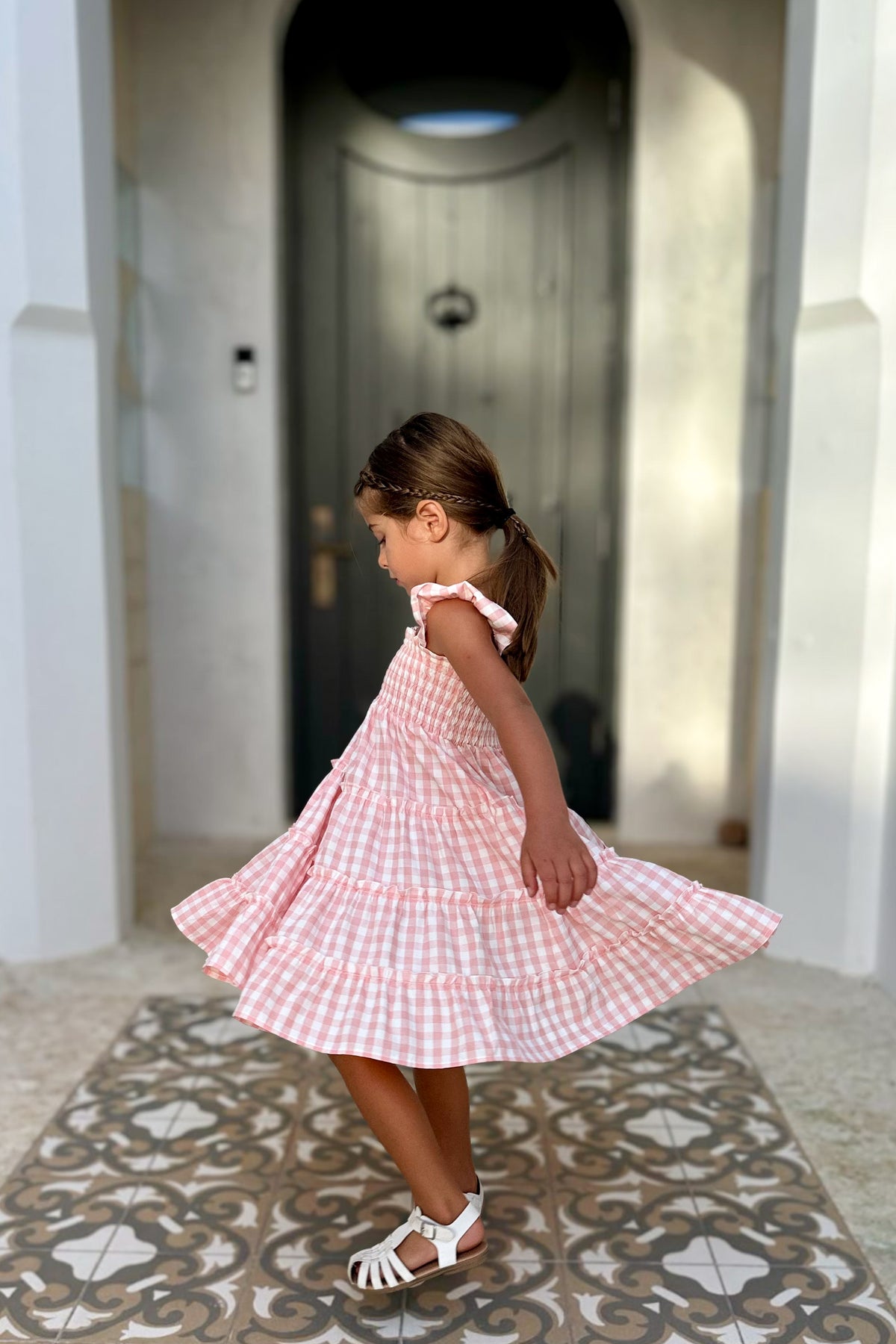 INDIE BLUE Dresses Pia Dress (pink gingham)