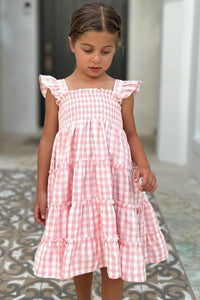 INDIE BLUE Dresses Pia Dress (pink gingham)