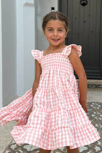 INDIE BLUE Dresses Pia Dress (pink gingham)