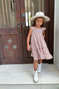 INDIE BLUE Dresses Pia Dress (brown gingham)