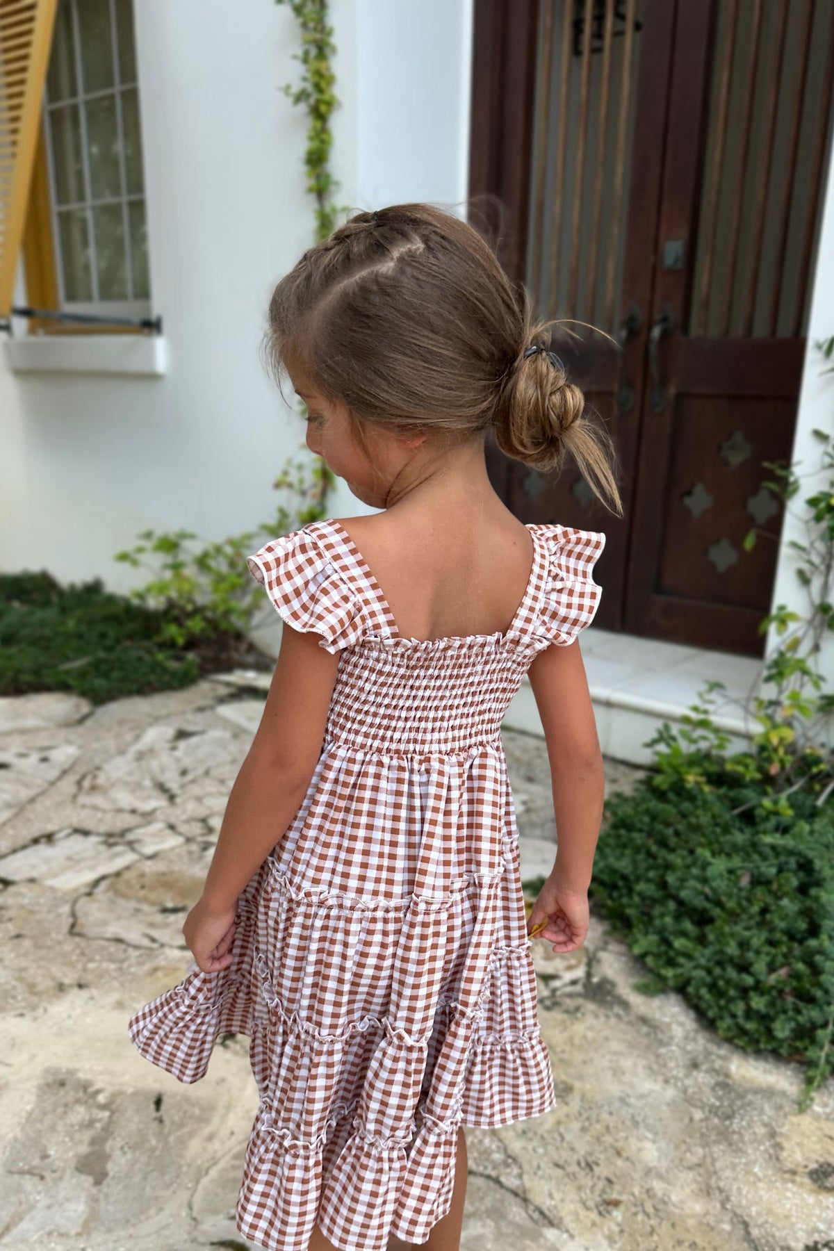 INDIE BLUE Dresses Pia Dress (brown gingham)