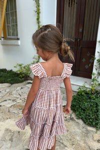 INDIE BLUE Dresses Pia Dress (brown gingham)