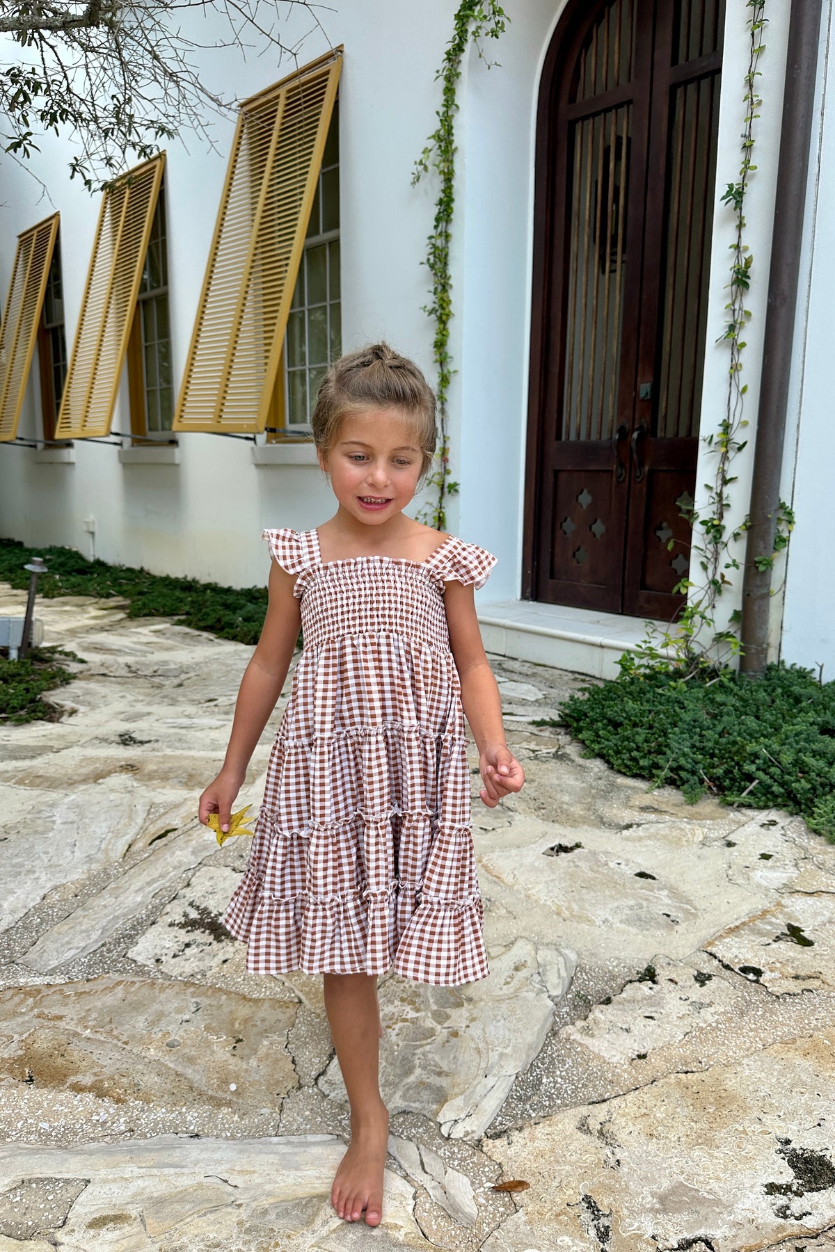 INDIE BLUE Dresses Pia Dress (brown gingham)