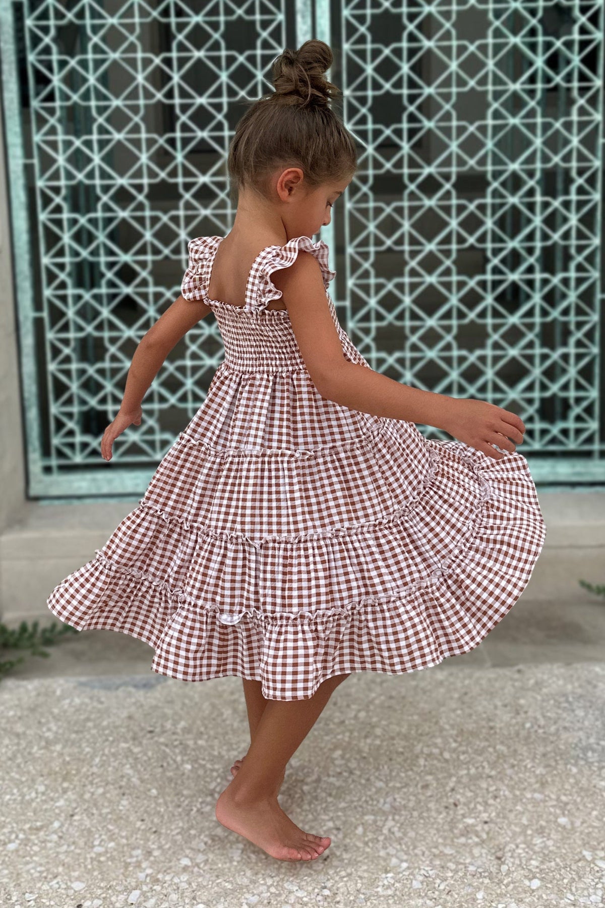 INDIE BLUE Dresses Pia Dress (brown gingham)