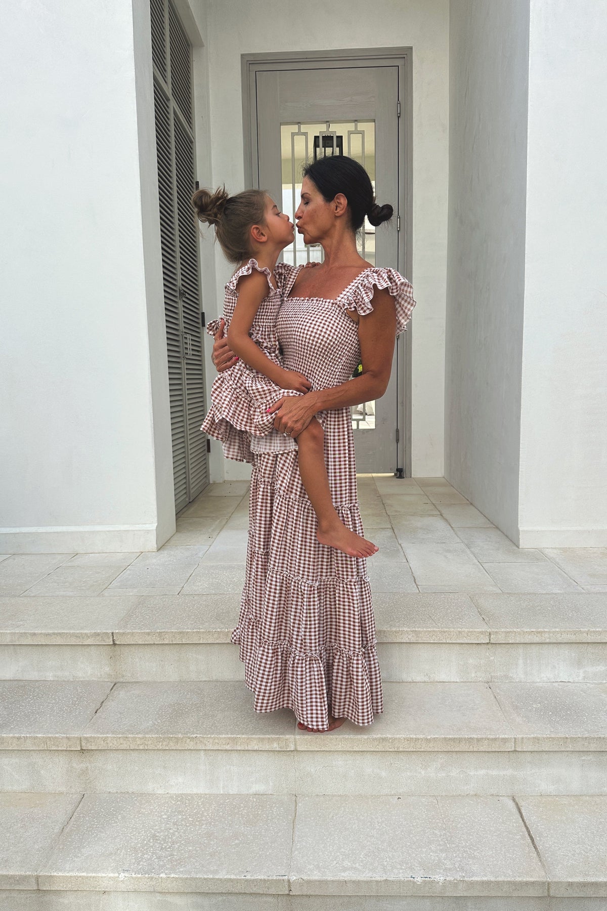 INDIE BLUE Dresses Pia Dress (brown gingham)