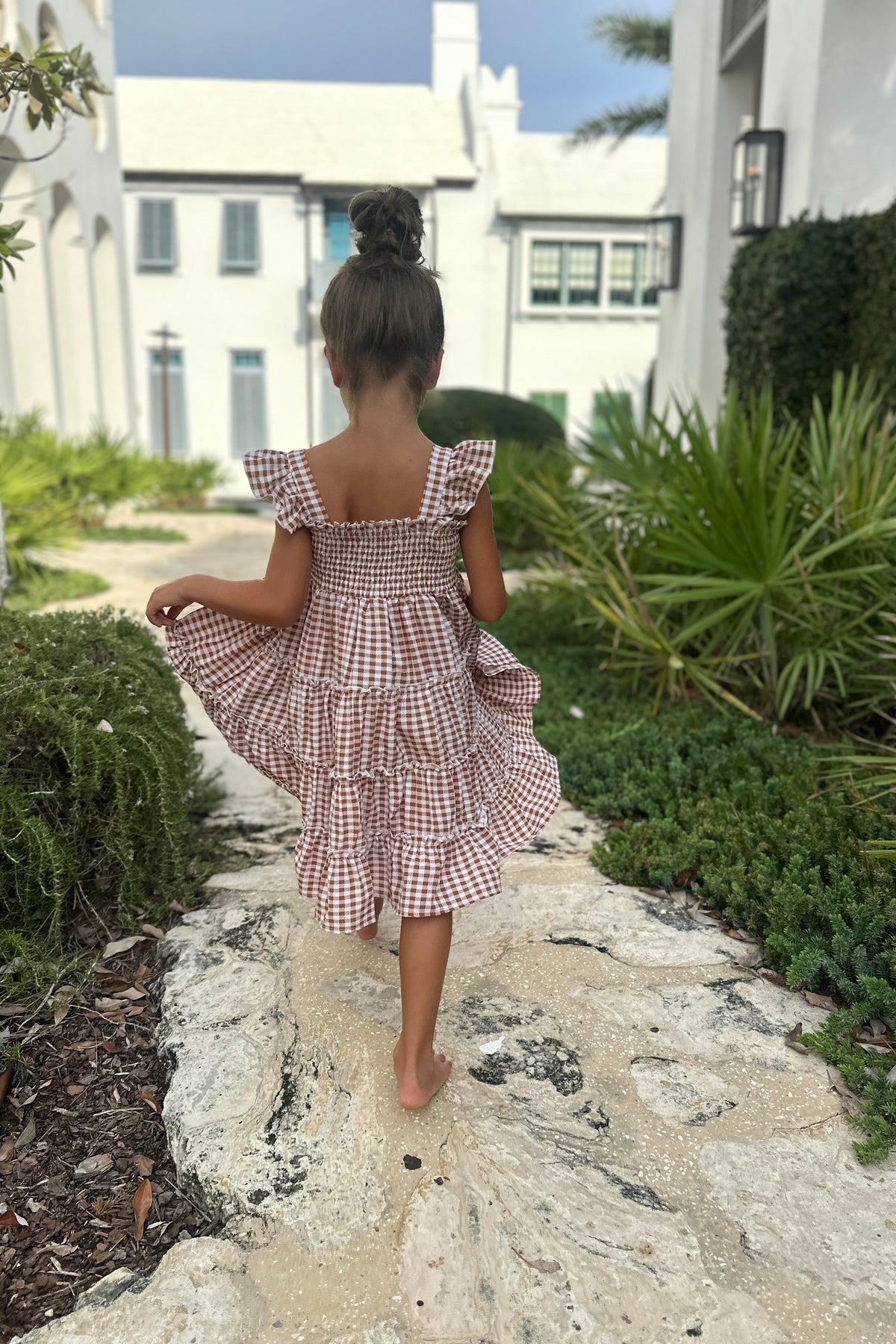 INDIE BLUE Dresses Pia Dress (brown gingham)