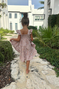 INDIE BLUE Dresses Pia Dress (brown gingham)