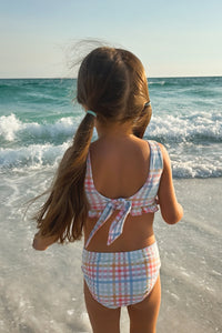 INDIE BLUE SWIM Scoopback Set (plaid)