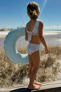 INDIE BLUE SWIM Scoopback Set (plaid)