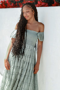 INDIE BLUE Women Women's Marabella Dress (sage chiffon)