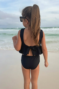 INDIE BLUE SWIM Flutter Tankini Set (midnight ribbed)