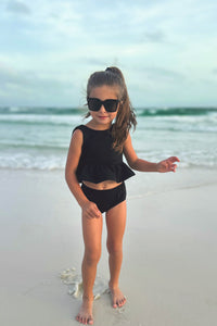 INDIE BLUE SWIM Flutter Tankini Set (midnight ribbed)