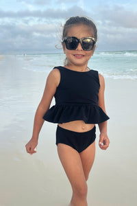 INDIE BLUE SWIM Flutter Tankini Set (midnight ribbed)