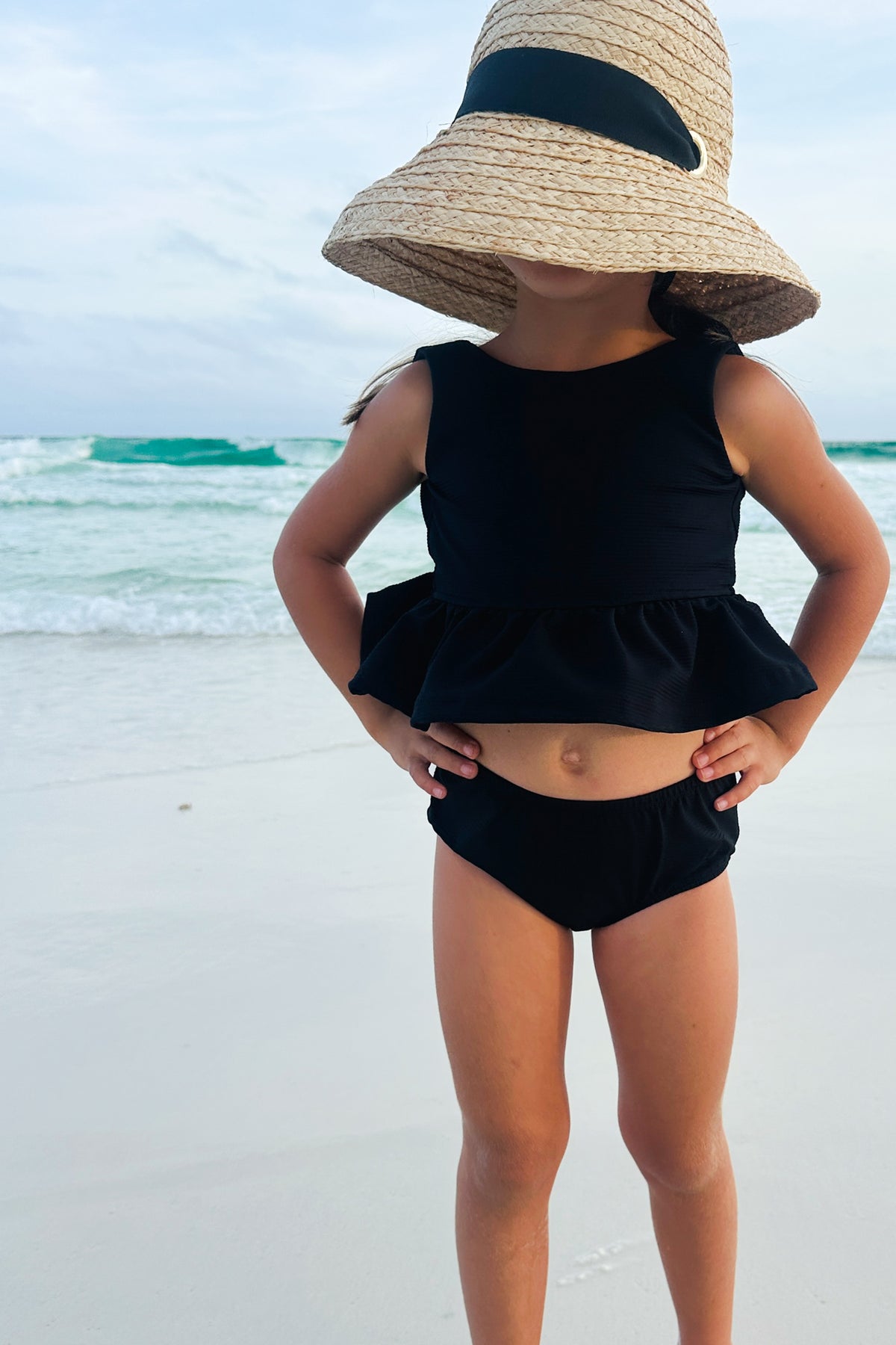 INDIE BLUE SWIM Flutter Tankini Set (midnight ribbed)