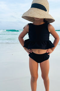 INDIE BLUE SWIM Flutter Tankini Set (midnight ribbed)