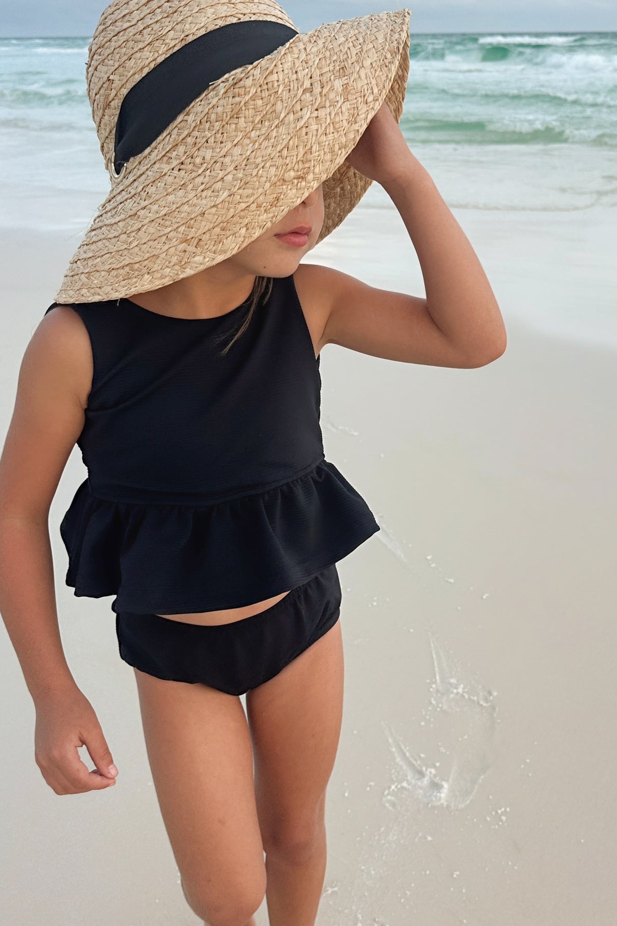 INDIE BLUE SWIM Flutter Tankini Set (midnight ribbed)