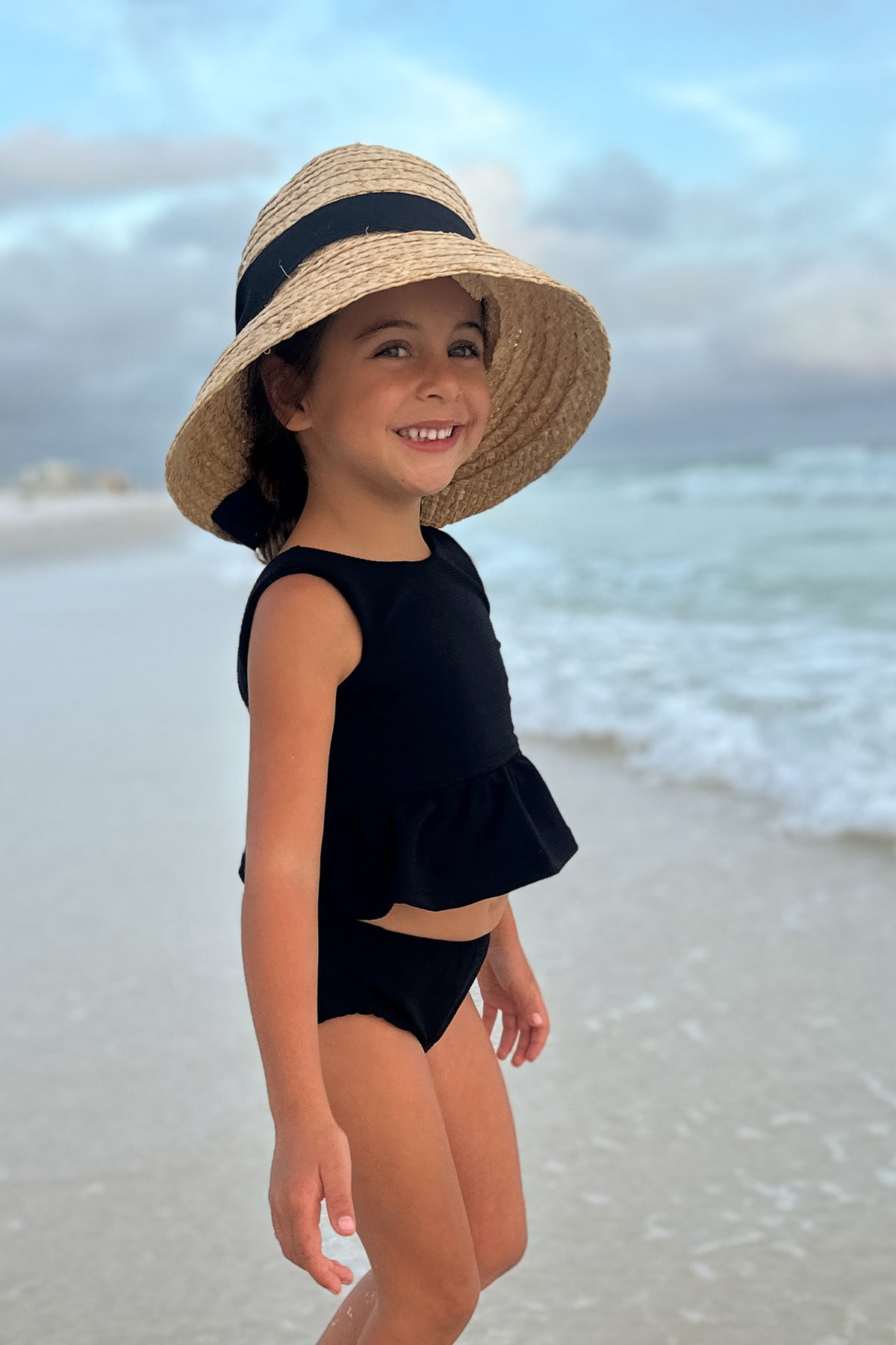 INDIE BLUE SWIM Flutter Tankini Set (midnight ribbed)