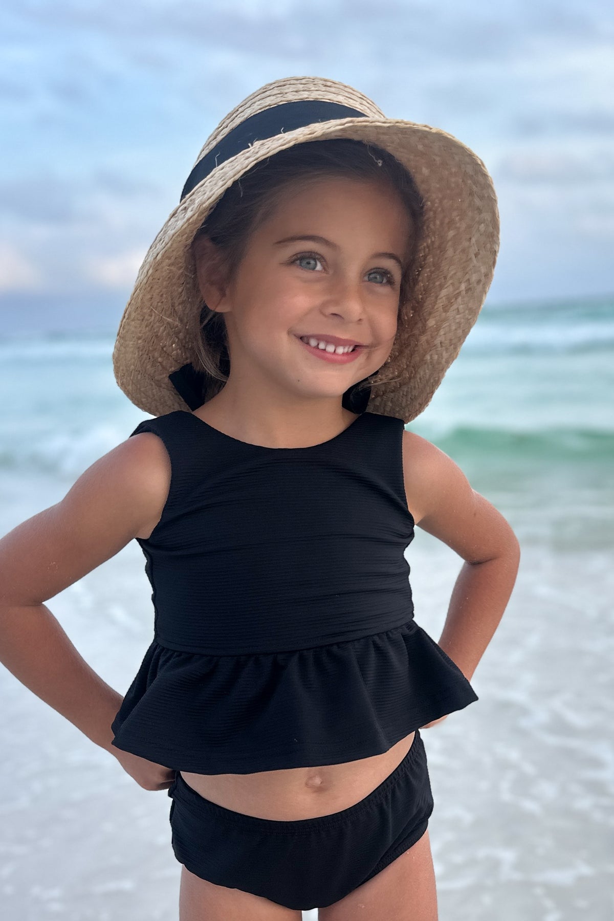 INDIE BLUE SWIM Flutter Tankini Set (midnight ribbed)