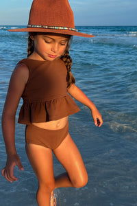 INDIE BLUE SWIM Flutter Tankini Set (cocoa ribbed)