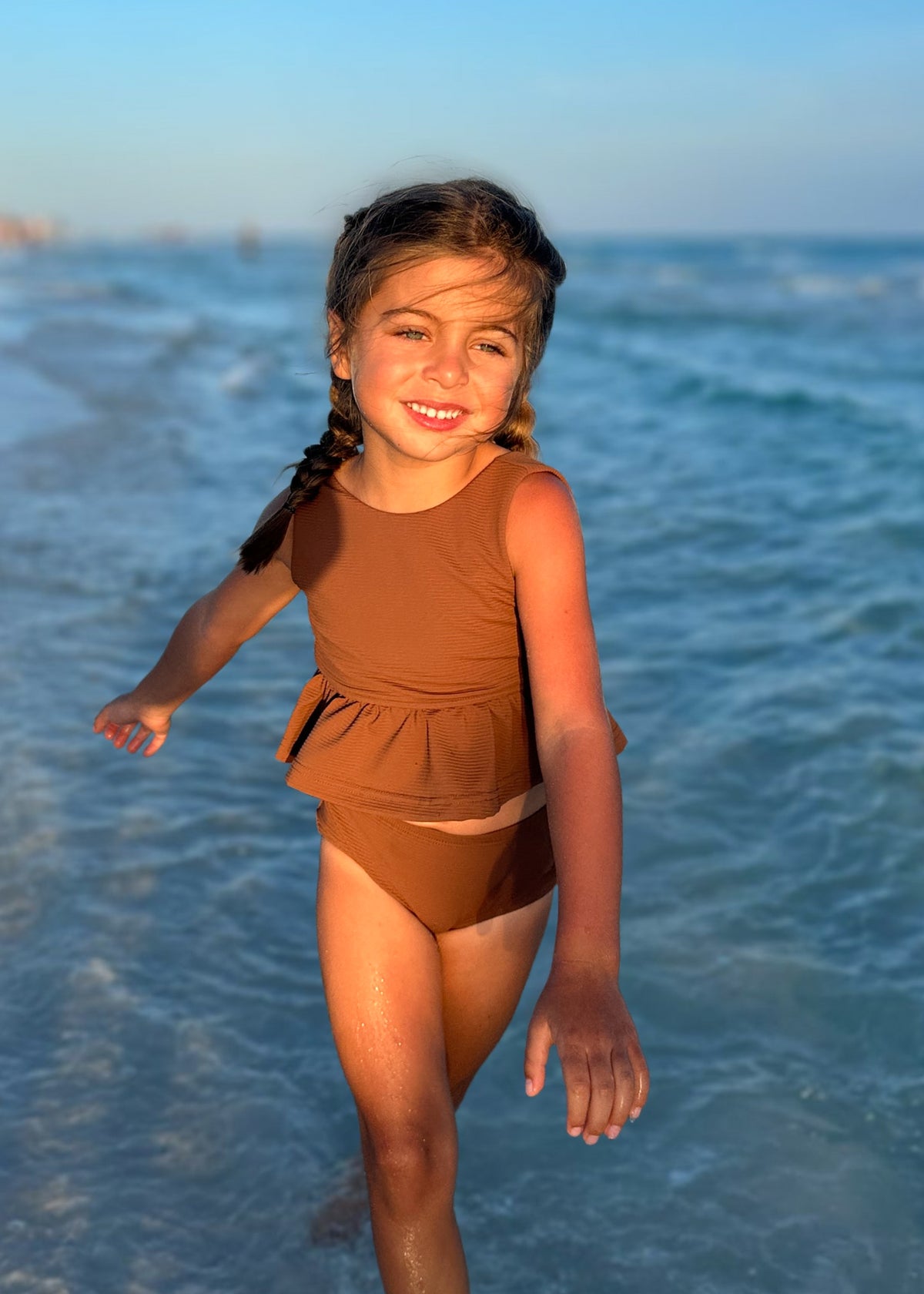 INDIE BLUE SWIM Flutter Tankini Set (cocoa ribbed)