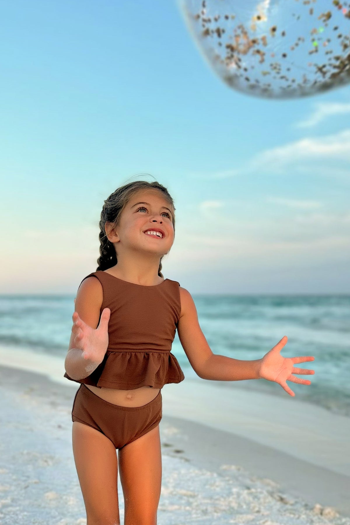 INDIE BLUE SWIM Flutter Tankini Set (cocoa ribbed)
