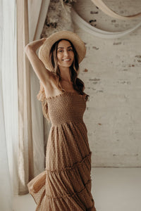 INDIE BLUE Women Women's Marabella Dress (mocha swiss dot)
