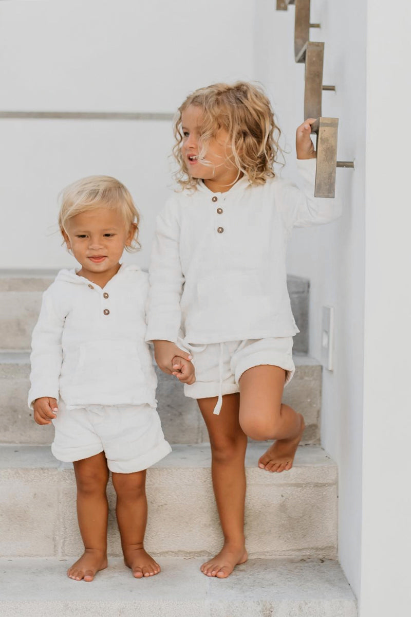INDIE BLUE Boys Knox Hoodie (white muslin)