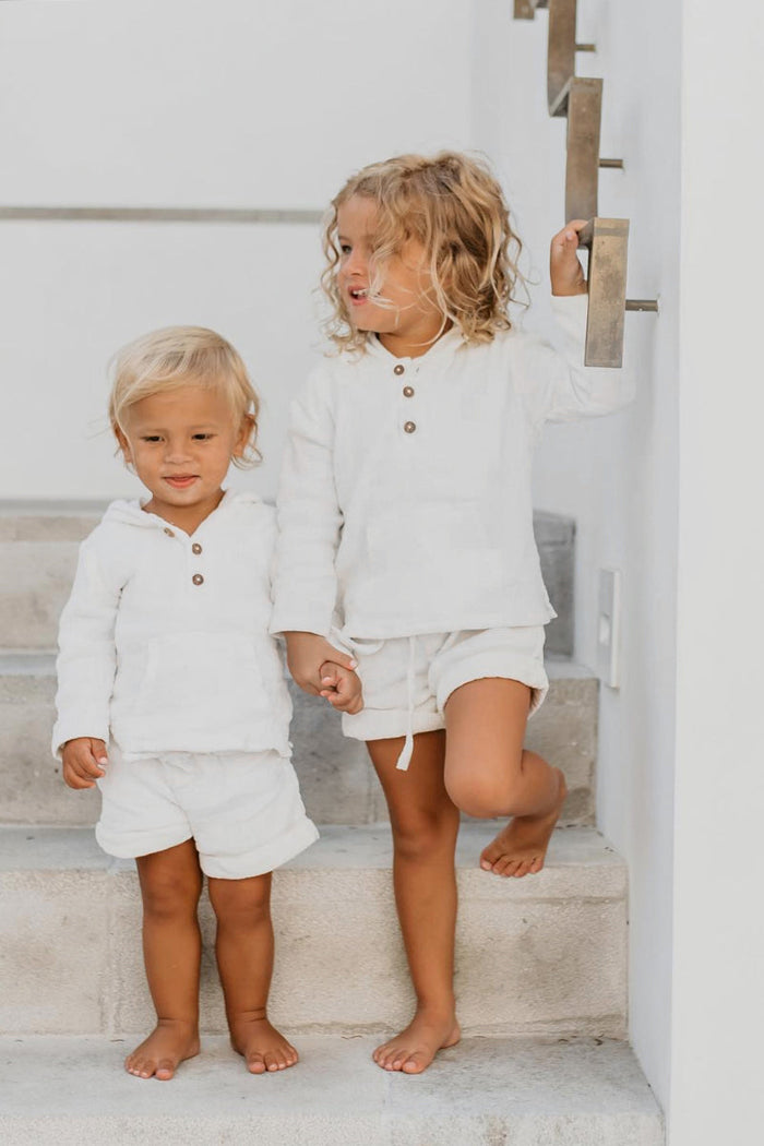 INDIE BLUE Boys Knox Hoodie (white muslin)